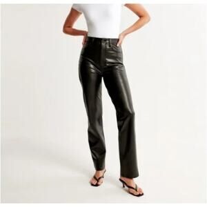 Abercrombie & Fitch Black 90s Straight Ultra High-Rise Faux Leather Pants 27 / 4